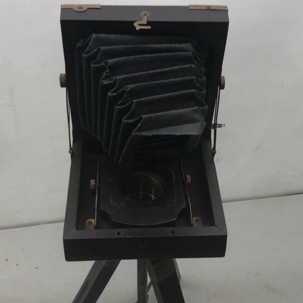Vintage Pottery Barn Wooden Folding Faux Camera Tripod Home Decor Accent/Object